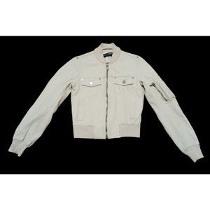 Dolce & Gabbana Off White Lamb Leather Size 40 Medium Womens Bomber Jacket